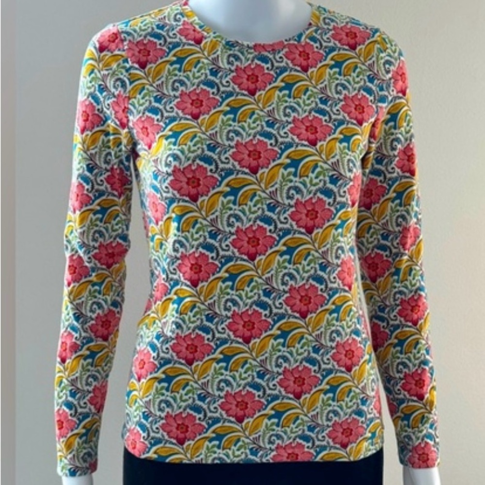 NWT Talbots Cotton Pretty Blouse Women’s Size  LP Floral Chinoiserie